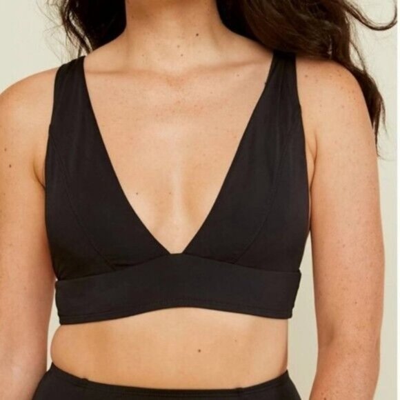 Andie Swim The Belize Bikini Top Removable Cups V Neck Black M - Picture 1 of 6